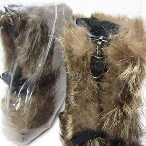 BILODEAU Canadian Natural Coyote Fur Boots Felt Lining, NWOT